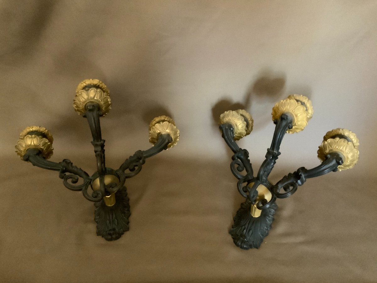  Four Bronze Sconces-photo-3