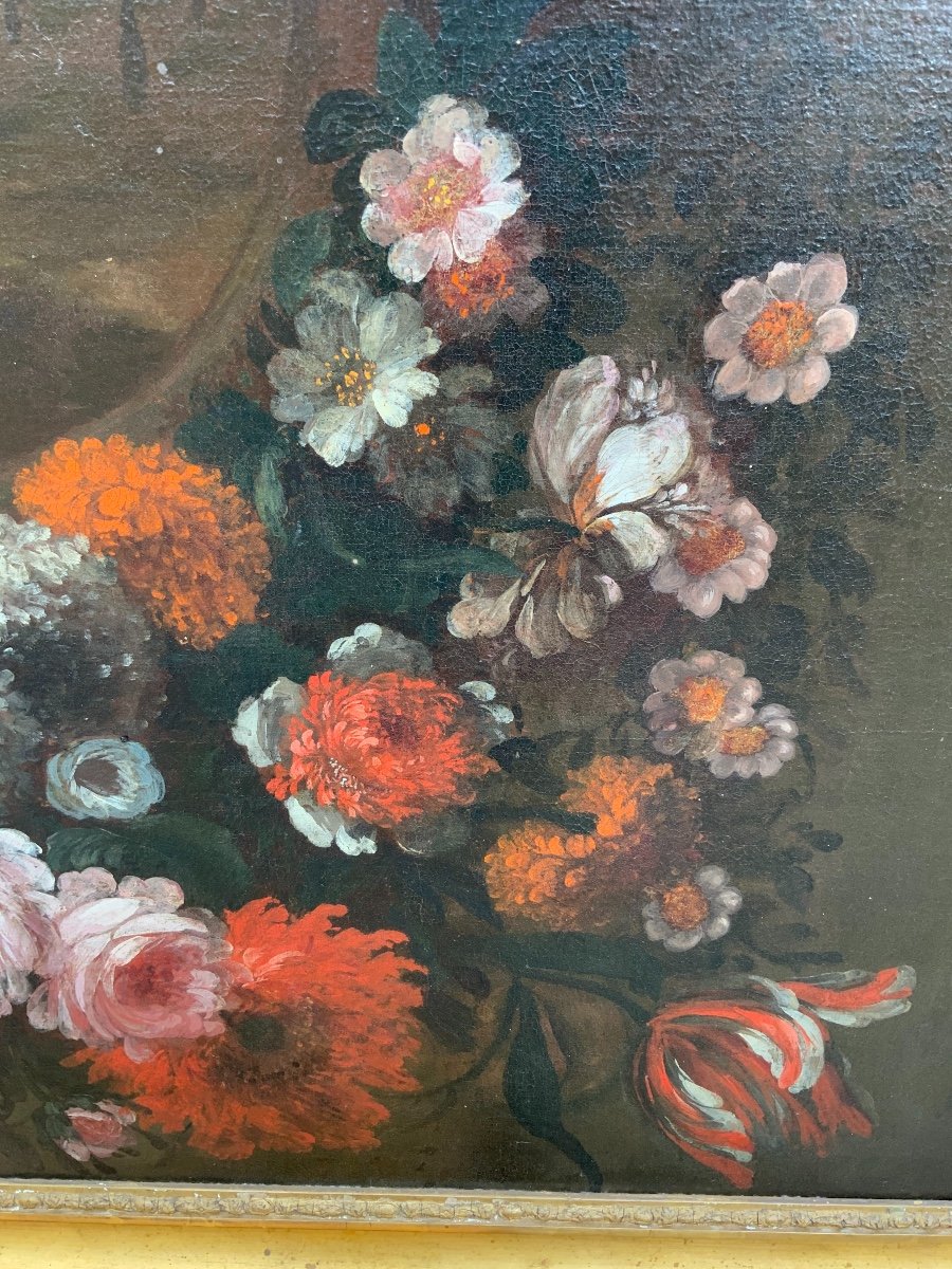 Oil On Canvas, Bouquets Of Flowers, Eighteenth Century-photo-2