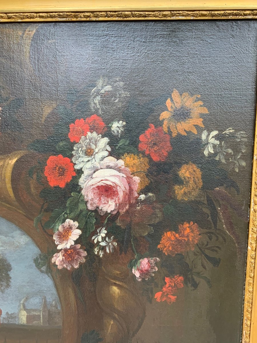Huile Sur Toile, Bouquets De Fleurs, XVIIIe Siècle-photo-4