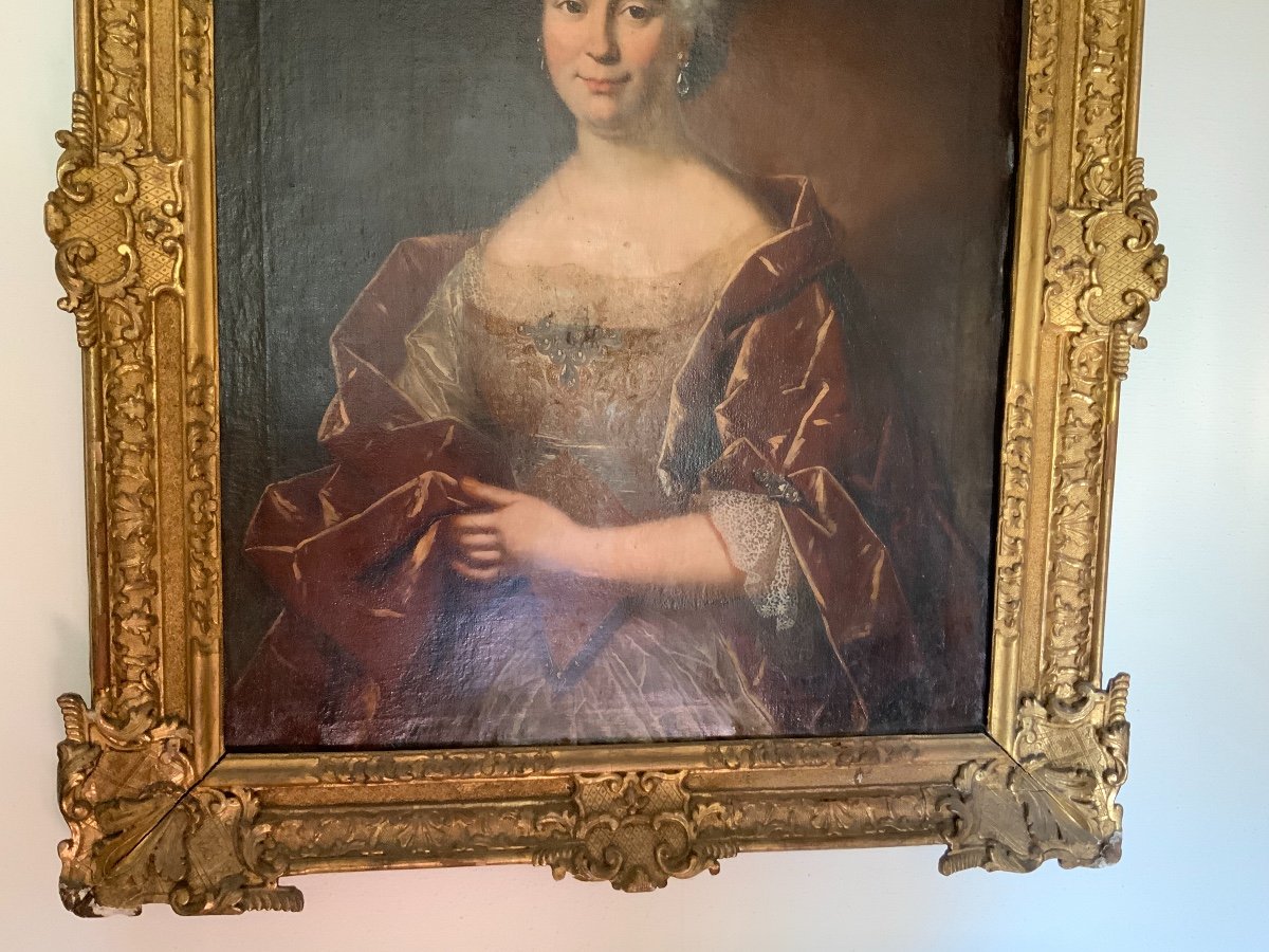 Tableau Portrait D’une Dame De Qualité époque Louis XIV-photo-4