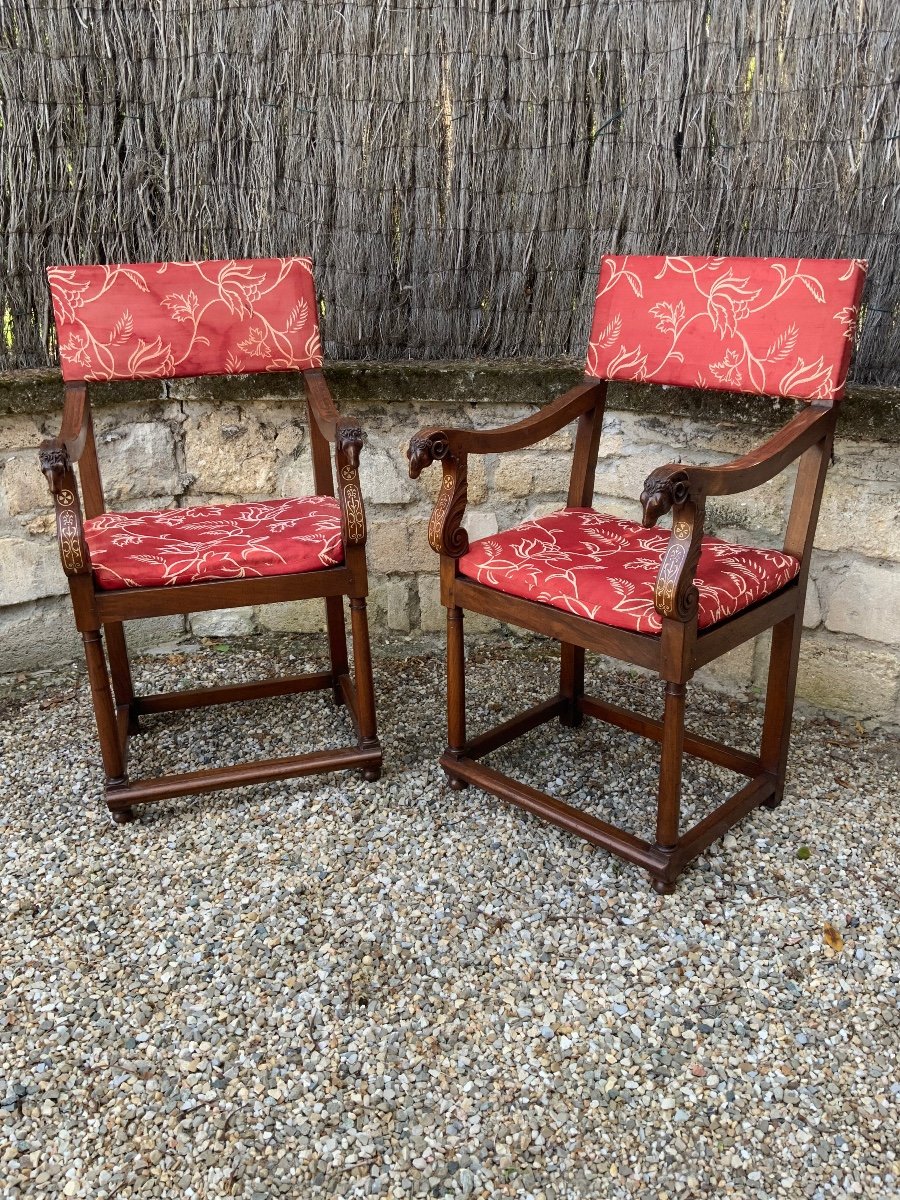 Paire De Chaises à bras D’apparat, à Tête De Bélier