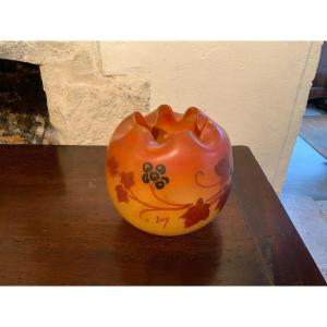 Ball Shaped Vase Signed Legras