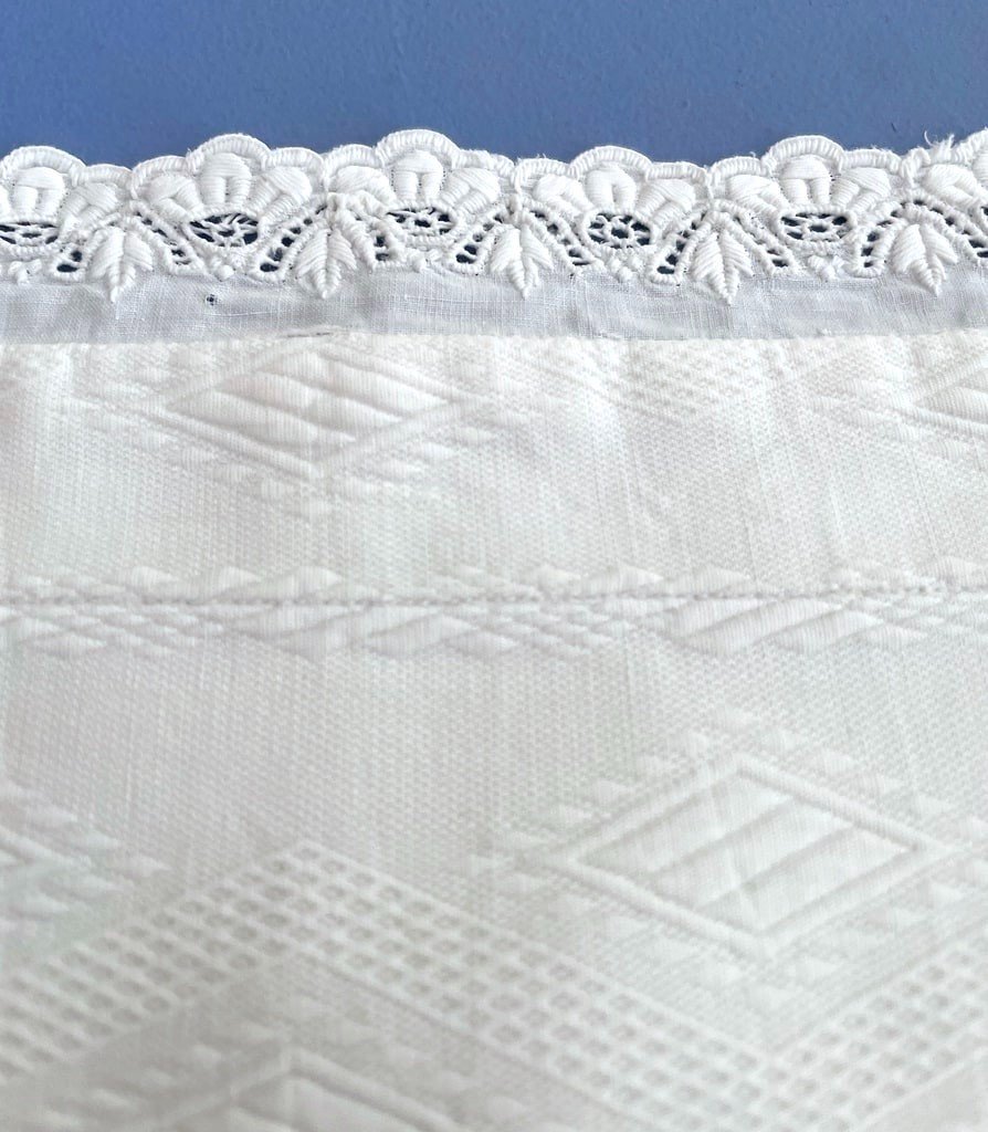 Paire de Taies d'Oreiller Marquées CM - Coton Blanc Gaufré - Fin XIXème -photo-5