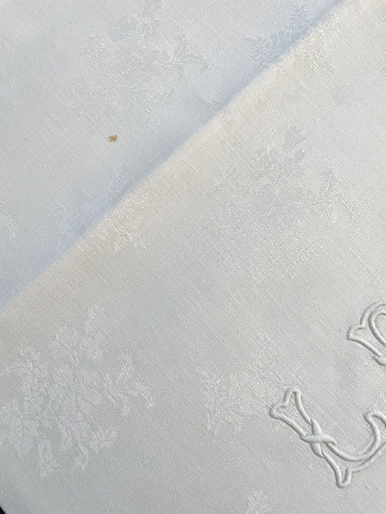 Set Of 11 Lb Numbered Table Napkins - Damask Linen - Late 19th Century-photo-3