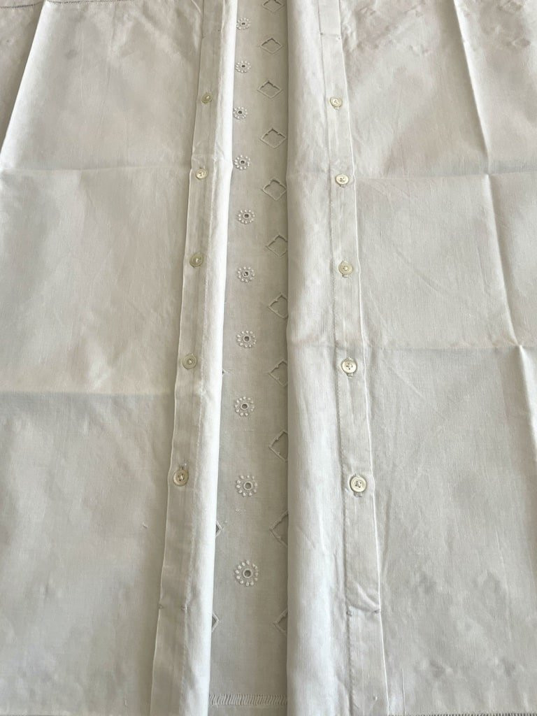 Bedding Set - Hand Embroidered Linen - Sheet And Pair Of Pillowcases Numbered Js - Antique Linen From The Early 20th Century-photo-6