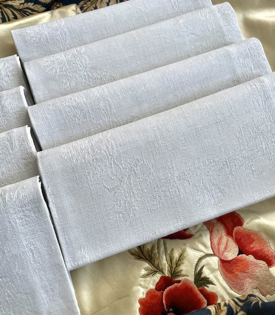 Série de 8 Serviettes de table anciennes - 4 chiffrées CC - 4 non chiffrées - Fin XIXème -photo-2