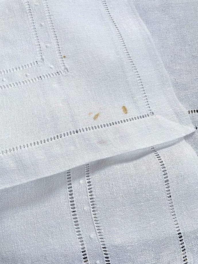 Réunion de 8 serviettes de table - Lin granité Broderie blanche - Monogramme TD - Linge ancien-photo-3