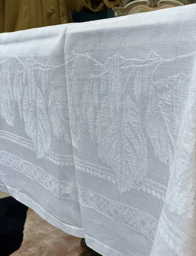 Service de Table en lin damassé - Nappe et 4 serviettes - Monogramme BB - XIXème - Linge ancien-photo-3