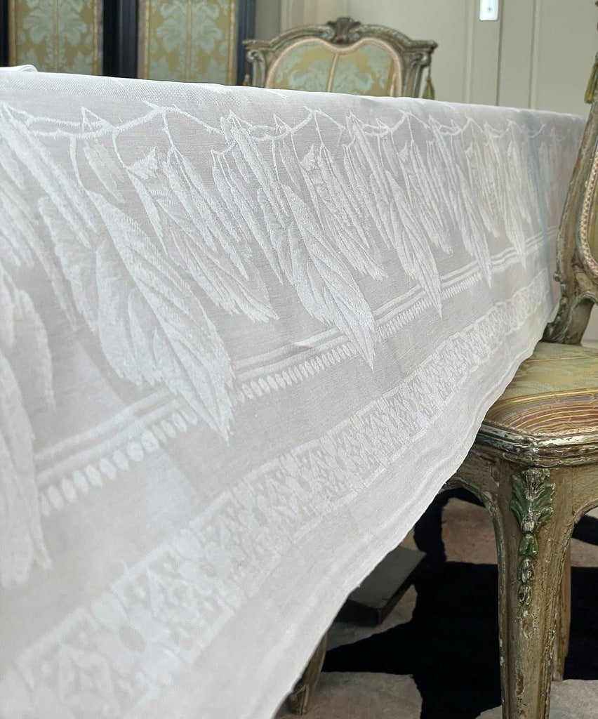 Service de Table en lin damassé - Nappe et 4 serviettes - Monogramme BB - XIXème - Linge ancien-photo-4