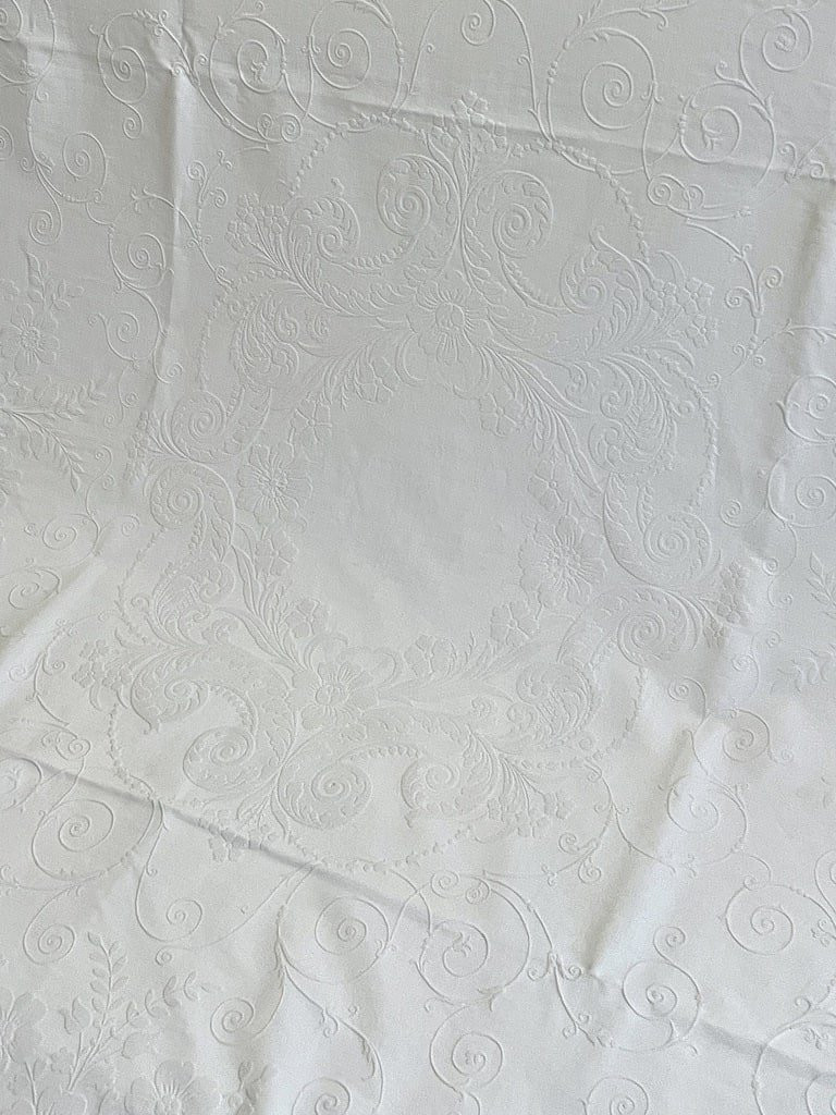Grande couverture de mariage en piqué de coton Doublement  chiffrée DD - Epoque Napoléon III -photo-3