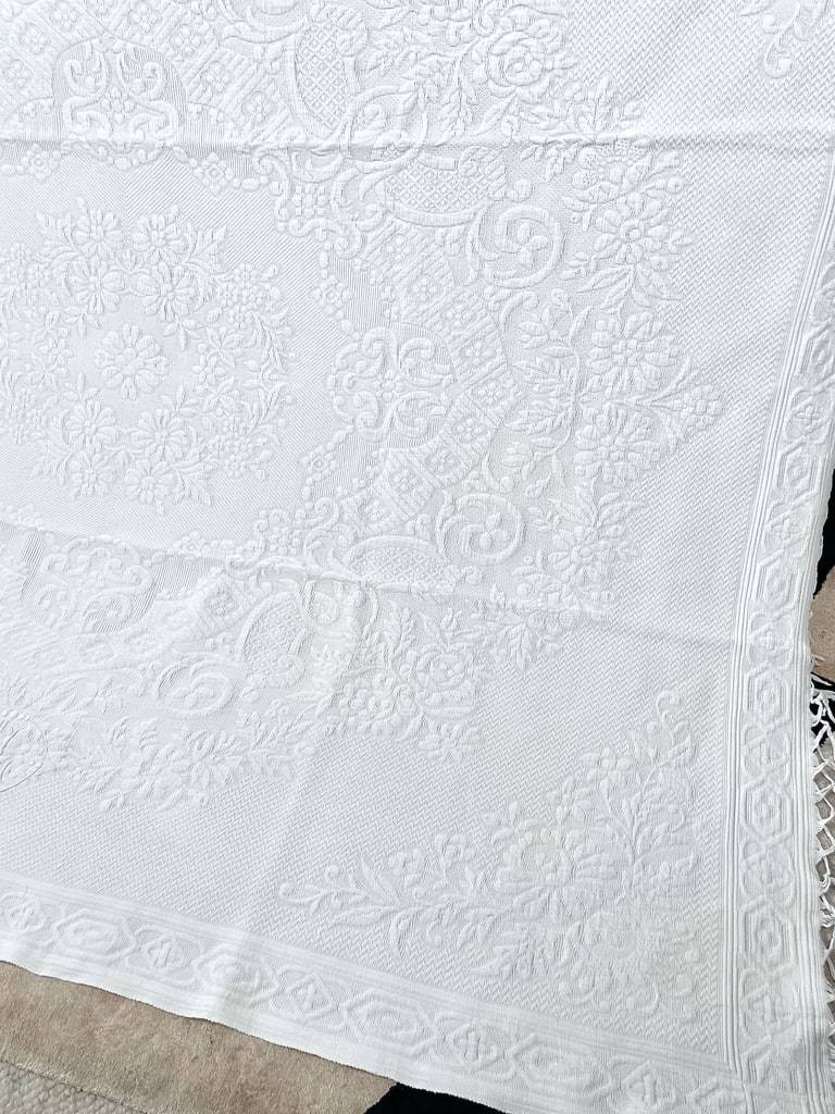 Provençal Blanket - Waffle Cotton Pique Marked Rl - Antique Trousseau Linen - Late 19th Century