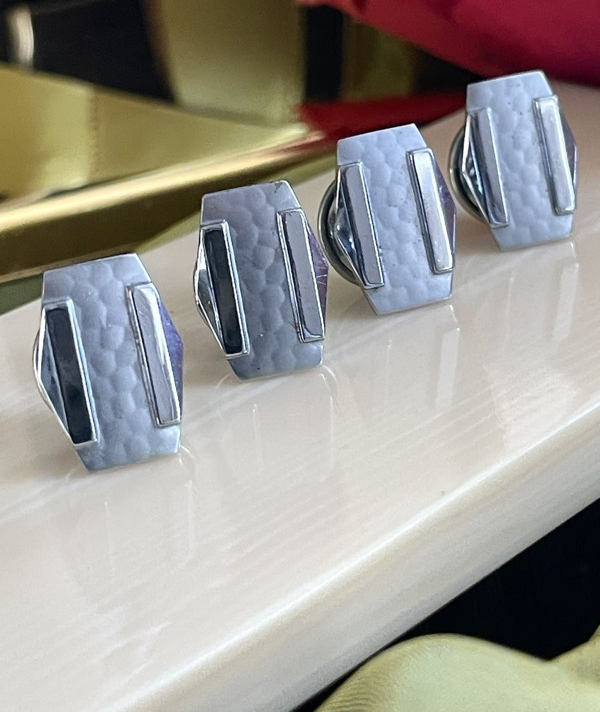 Boutons de manchette Malix Gesh - Argent et métal blanc - Art Déco - Vintage-photo-2