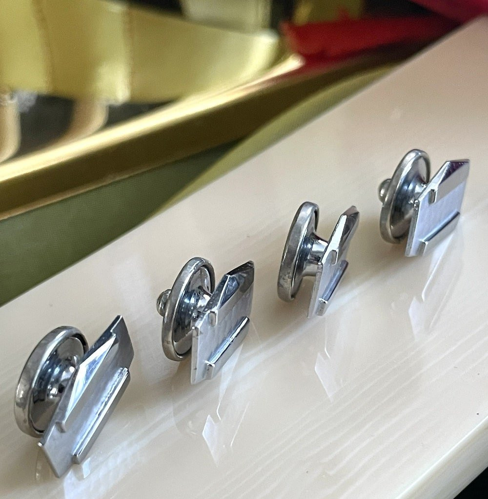 Boutons de manchette Malix Gesh - Argent et métal blanc - Art Déco - Vintage-photo-1