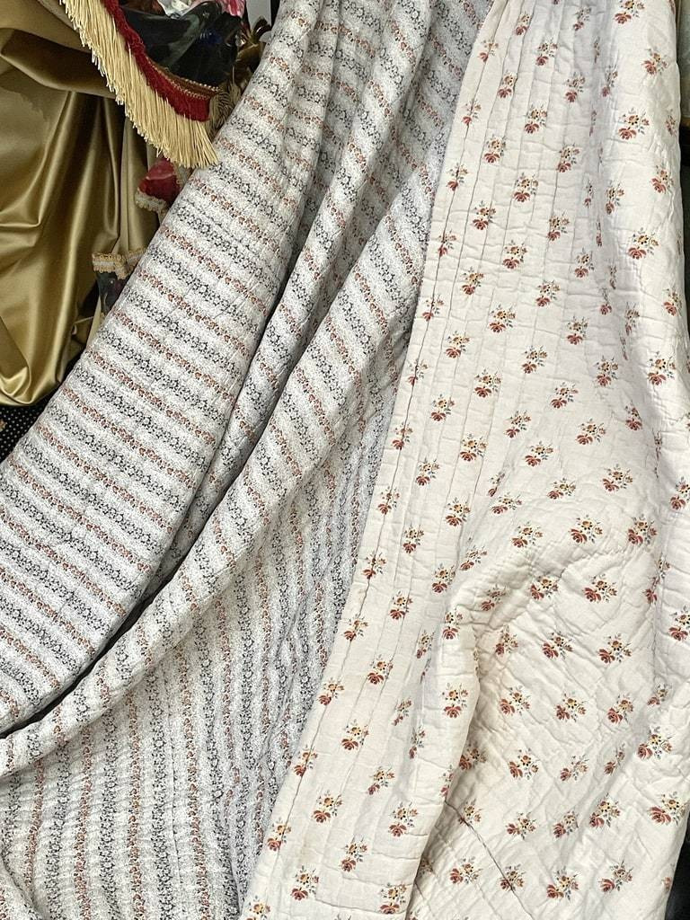 Piqué Marseillais Coton imprimé - Couverture - Dessus de lit Provençal - Linge ancien