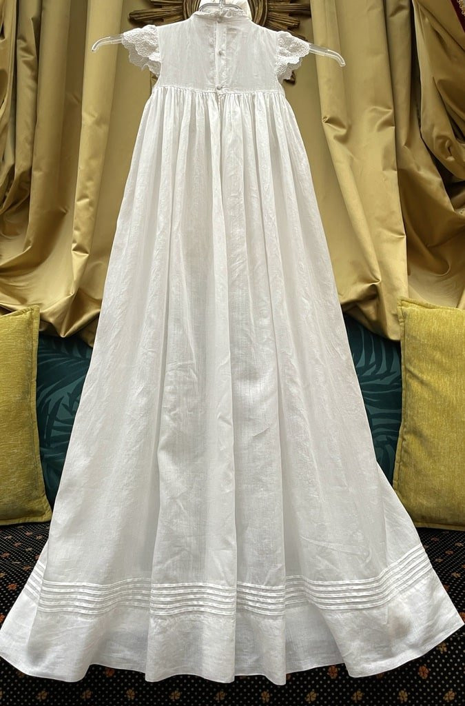 Robe de Baptême en linon finement brodé - Linge ancien pour bébé-photo-4
