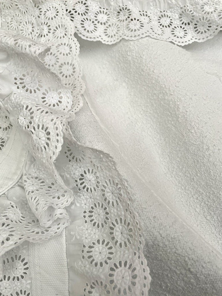 Manteau Cape de Baptême en Piqué de Coton - Volant et entre-deux en Broderie Anglaise - XIXème-photo-3