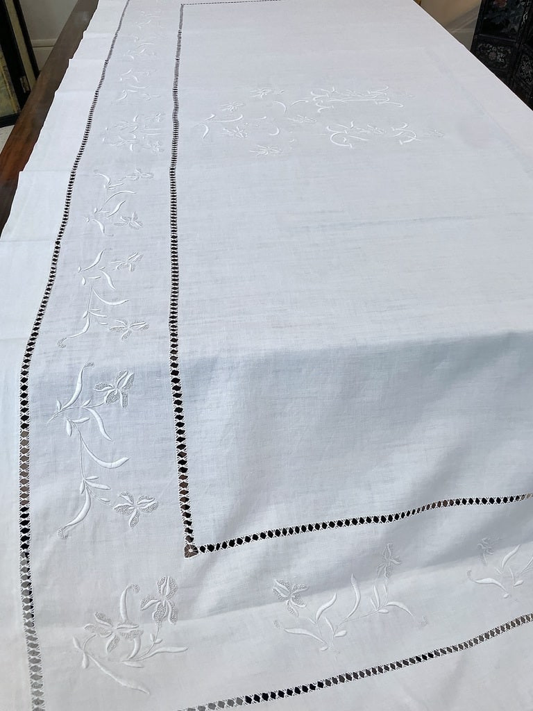 Large Sheet Discovery Md - Iris And Rivers Of Days - Antique Linen-photo-3