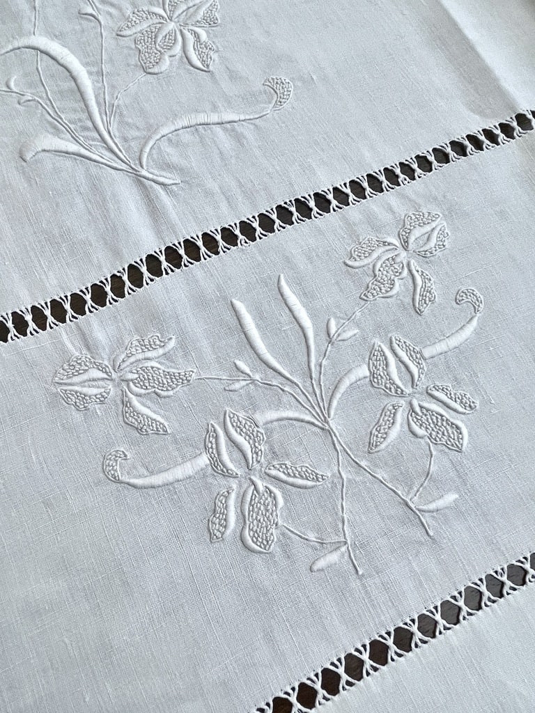 Large Sheet Discovery Md - Iris And Rivers Of Days - Antique Linen-photo-4
