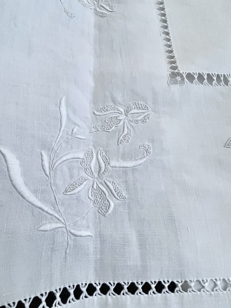 Large Sheet Discovery Md - Iris And Rivers Of Days - Antique Linen-photo-3