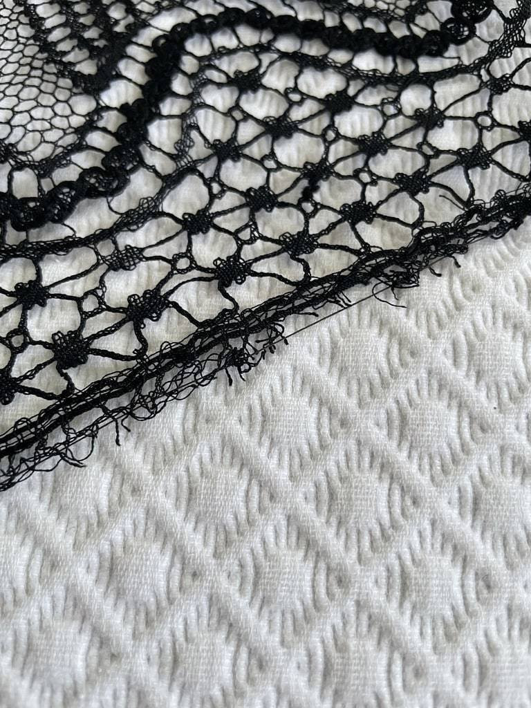 Long Flounce In Black Silk Guipure - Antique Bobbin Lace From Le Puy-en-velay --photo-1