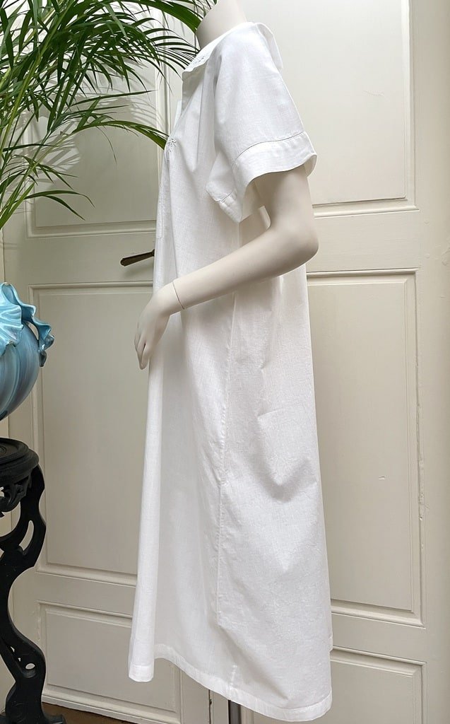 Chemise de nuit manches courtes - Percale de coton fin - Monogramme P brodé main - Linge ancien-photo-2