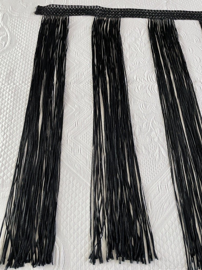Ceinture en franges de soie noires - Mode anciennes vers 1920 - 1925-photo-4