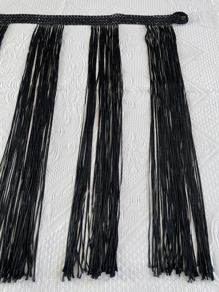 Ceinture en franges de soie noires - Mode anciennes vers 1920 - 1925-photo-1