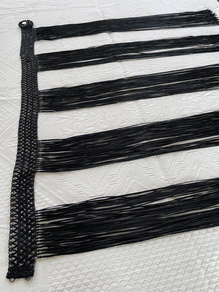 Ceinture en franges de soie noires - Mode anciennes vers 1920 - 1925-photo-2