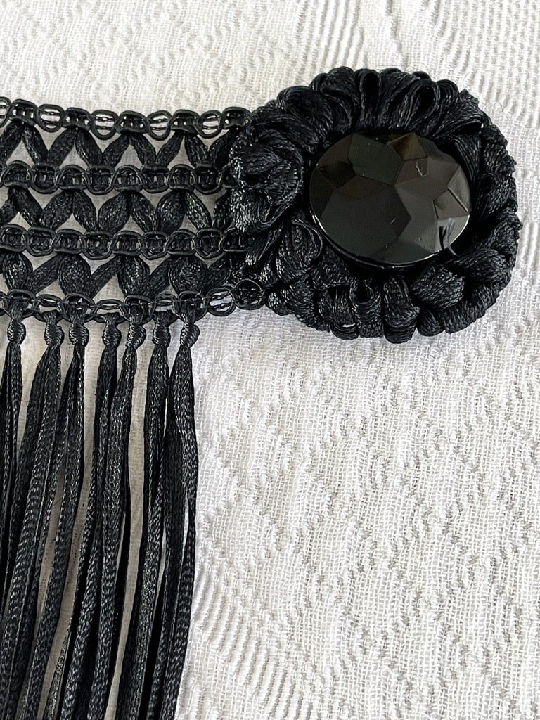 Ceinture en franges de soie noires - Mode anciennes vers 1920 - 1925-photo-3