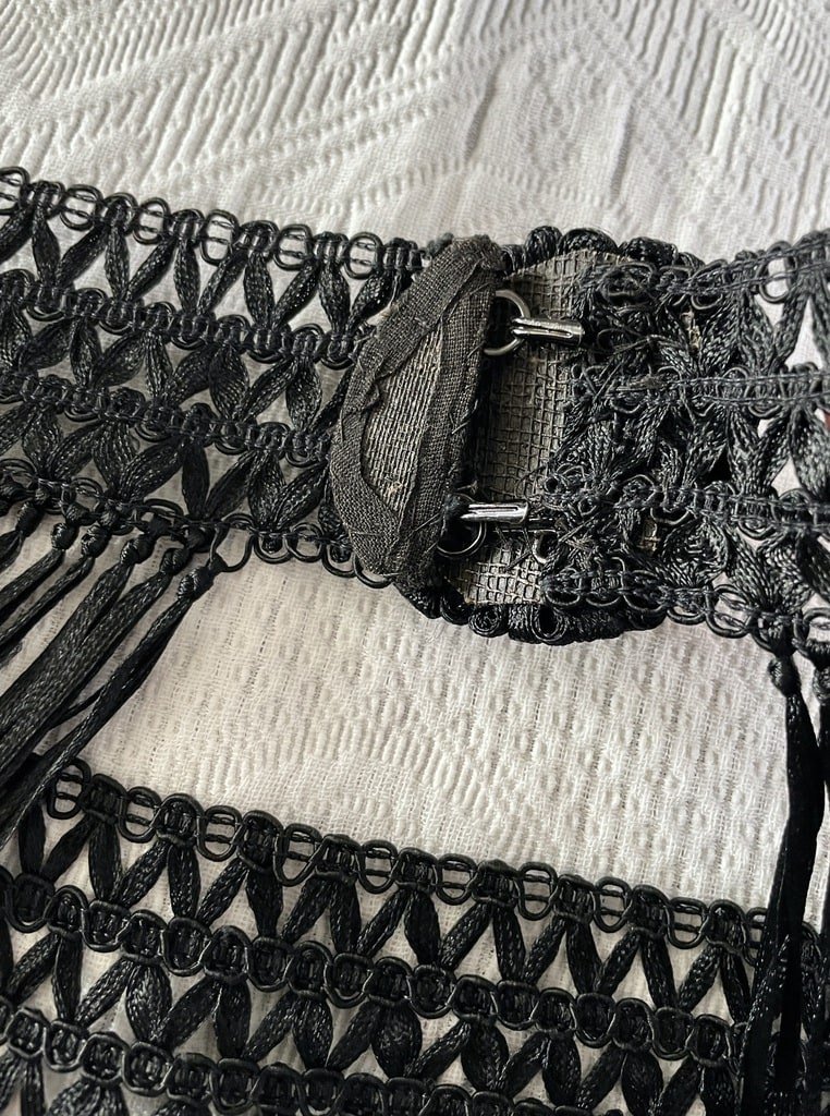 Ceinture en franges de soie noires - Mode anciennes vers 1920 - 1925-photo-6