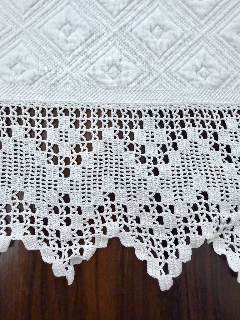 Couverture de Mariage en piqué de coton blanc gaufré - Initiales JB - Fin XIXème -photo-5