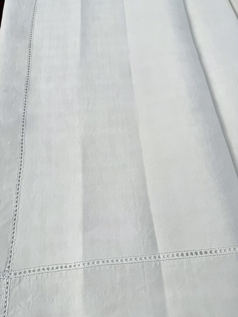 Drap ancien en grande largeur avec sa taie d'oreiller - Chiffrés JB - Fin XIXe siècle-photo-3