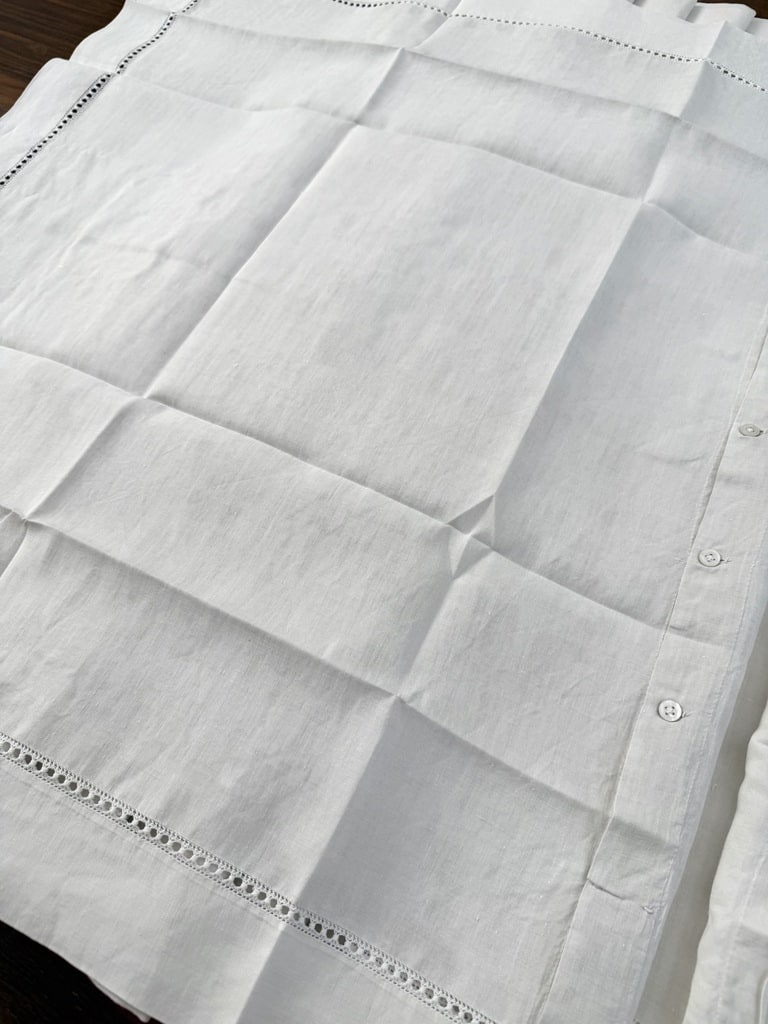 Drap ancien en grande largeur avec sa taie d'oreiller - Chiffrés JB - Fin XIXe siècle-photo-3