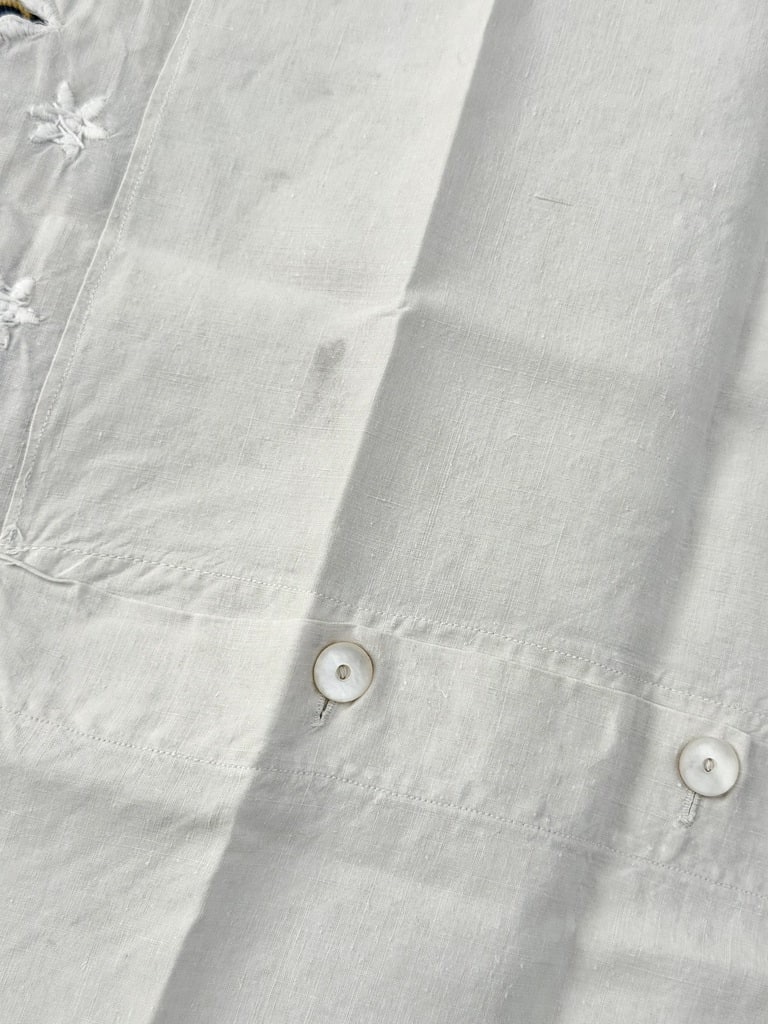 Pairs Of Antique Pillowcases - M-m Monogram Embellished With Polka Dots And Scalloped Edges - Late 19th Century-photo-4