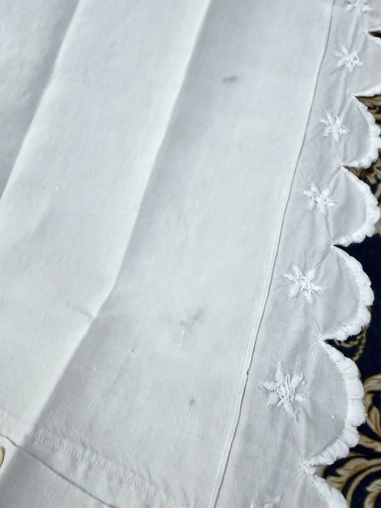 Pairs Of Antique Pillowcases - M-m Monogram Embellished With Polka Dots And Scalloped Edges - Late 19th Century-photo-5