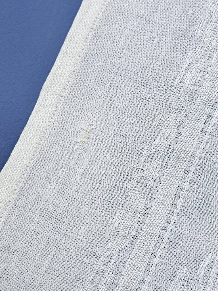 Set Of 11 Napkins  - Initials "mm" Embroidered On Damask Linen - Floral Design - Late 19th Century-photo-4