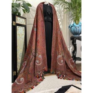 Châle long avec coffret - Signature et marque du châlier - Tissage au lancé découpé - Vers 1860