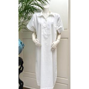 Short-sleeved Nightgown - Fine Cotton Percale - Hand-embroidered "p" Monogram - Vintage Linens