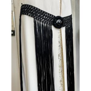 Ceinture en franges de soie noires - Mode anciennes vers 1920 - 1925