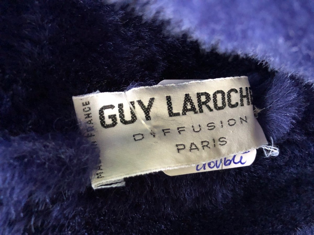 Veste Guy Laroche En Peau Lainée Bleu. Circa 1985-photo-3