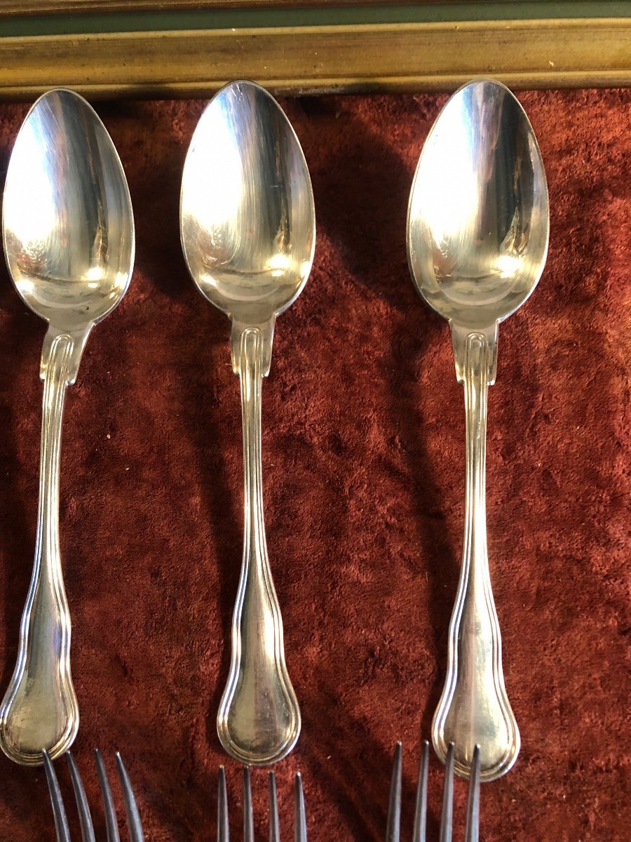 Cutlery (x5) Forks & Spoons. Silver Plated. Halphen-photo-3