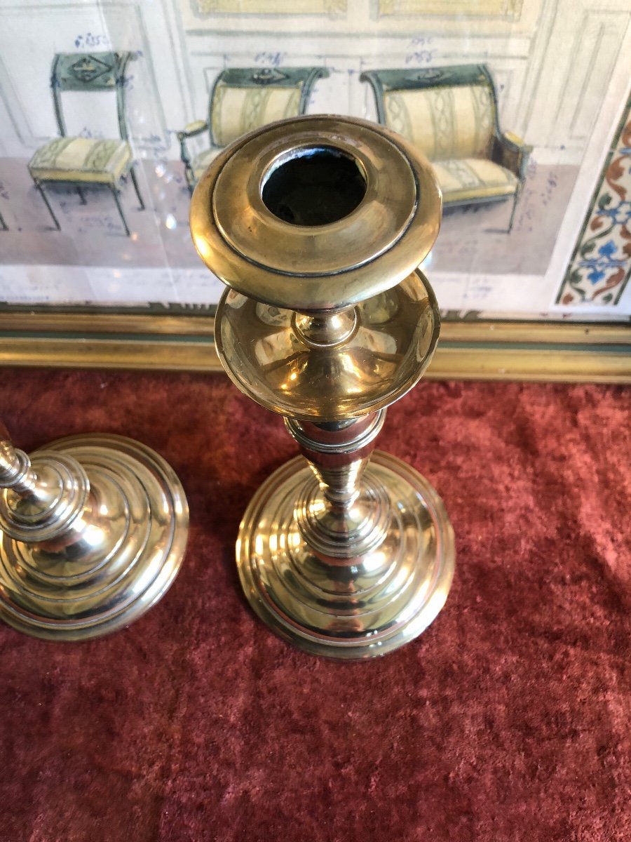 Pair Of Candlesticks In Gilt Bronze. 19th Century-photo-1