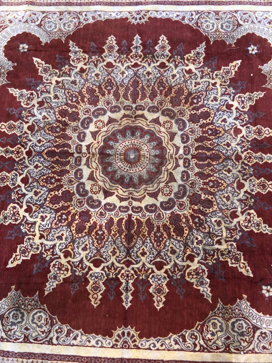 Table Top Or Wall Rug In Ras Velvet. Napoleon III. Oriental Decor. 150 X 140 Cm-photo-2
