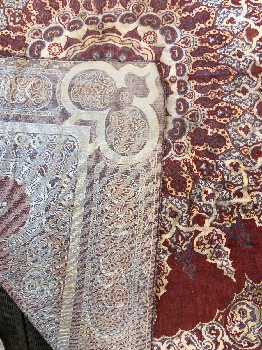 Dessus De Table  ou tapis mural en Velours Ras. Napoleon III. Décor Oriental. 150 X 140 Cm -photo-3
