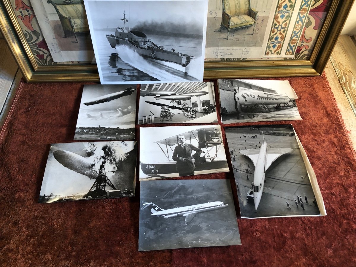 Photos (x9) Originales De Presse. Aviation Et Nautique. Concorde, Graf Zeppelin, Hydrofoil