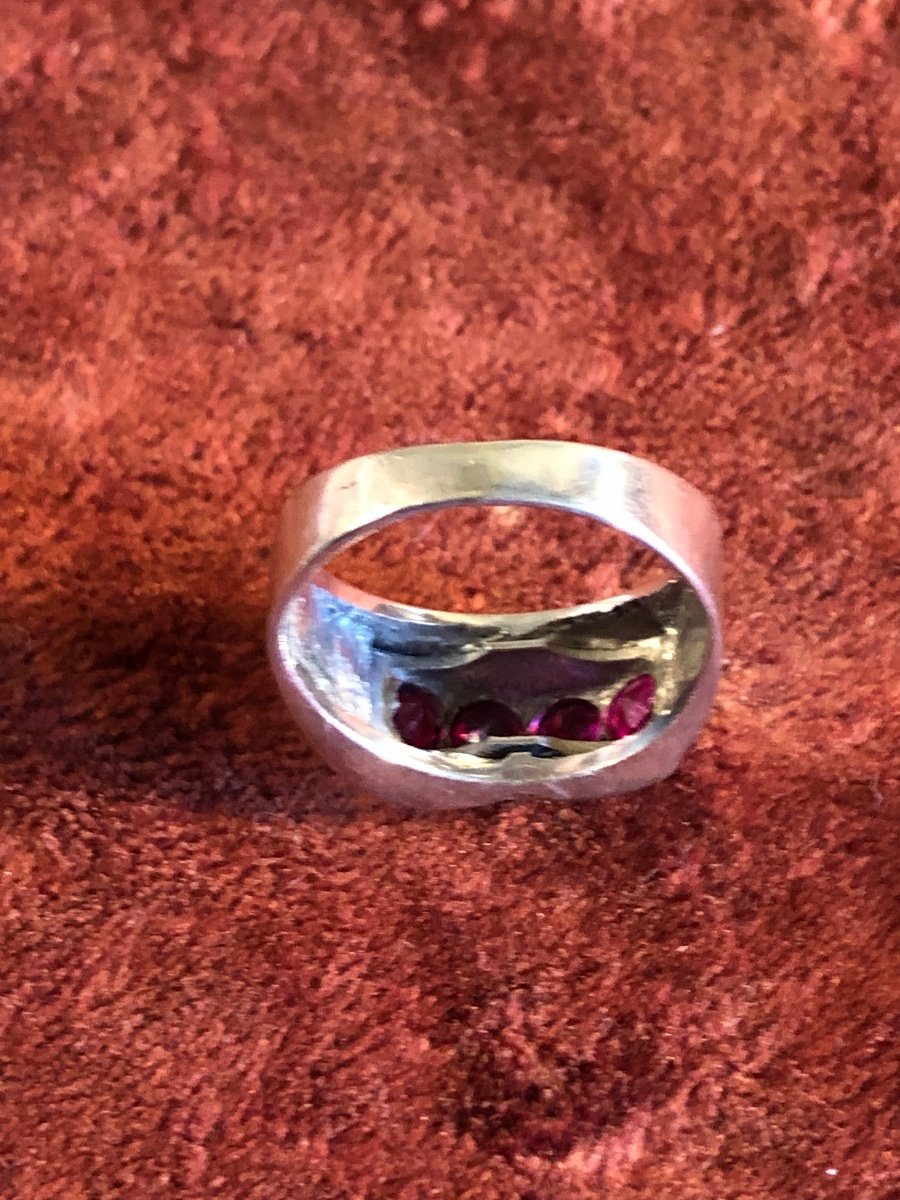 Ring In Silver And Synthetic Ruby. 1940s. Size 56-photo-4