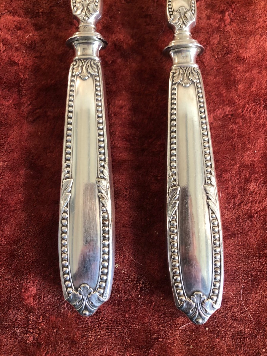 Salad Servers. Silver Filled And Horn. Early 20th Century -photo-1