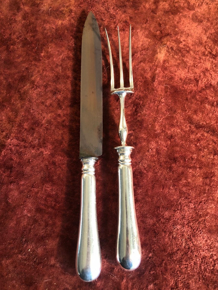 Couverts à Découper, Fourchette/couteau. Argent. Fin XIXème -photo-2