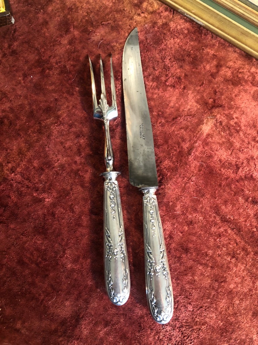 Cutlery For Leg Of Leg. Fork Knife. Silver Filled. 19th Century-photo-2