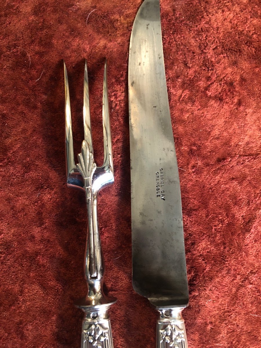 Cutlery For Leg Of Leg. Fork Knife. Silver Filled. 19th Century-photo-1